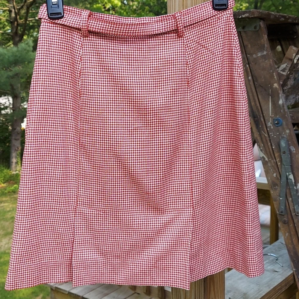 Vintage Ann Taylor Gingham Houndstooth pleated mini Skirt Belt